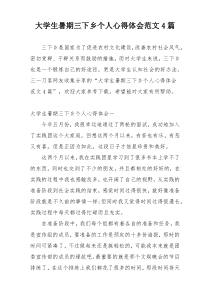 大学生暑期三下乡个人心得体会范文4篇