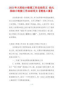 2023年大班幼小衔接工作总结范文 幼儿园幼小衔接工作总结范文【精选4篇】