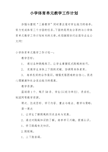 小学体育单元教学工作计划