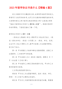 2023年留学协议书是什么【精编4篇】
