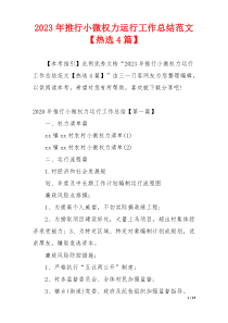2023年推行小微权力运行工作总结范文【热选4篇】