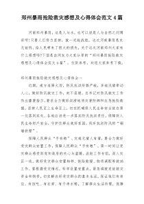 郑州暴雨抢险救灾感想及心得体会范文4篇