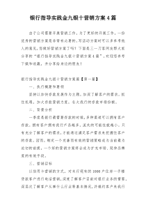 银行指导实践金九银十营销方案4篇