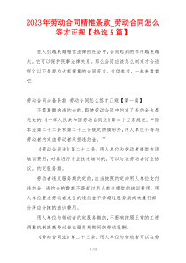 2023年劳动合同精推条款_劳动合同怎么签才正规【热选5篇】