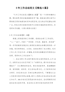 5年工作总结范文【精选5篇】