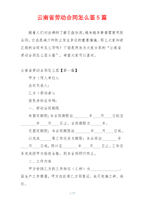 云南省劳动合同怎么签5篇