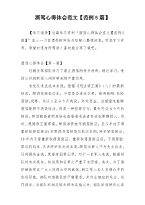酒驾心得体会范文【范例5篇】