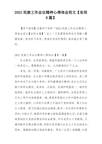 2023民族工作会议精神心得体会范文【实用8篇】