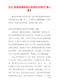2023肃清流毒影响自我剖析材料【汇集4篇】