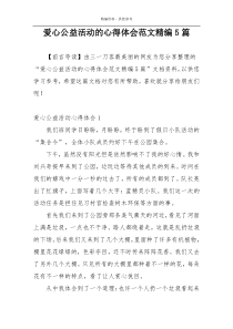 爱心公益活动的心得体会范文精编5篇