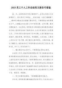 2023员工个人工作总结范文报告可借鉴