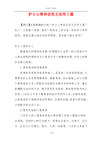 护士心得体会范文实用3篇
