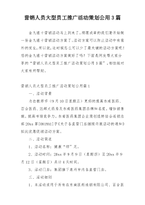 营销人员大型员工推广活动策划公用3篇