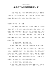 保密的工作计划范例最新4篇