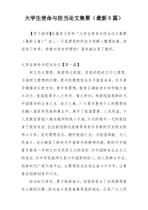 大学生使命与担当论文集聚（最新5篇）