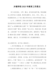 乡镇学校2023年教育工作要点