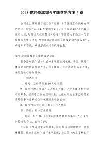 2023建材领域综合实践营销方案5篇