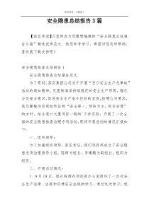 安全隐患总结报告3篇