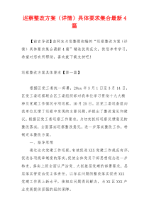 巡察整改方案（详情）具体要求集合最新4篇