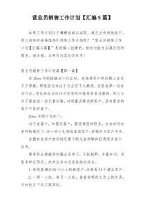 营业员销售工作计划【汇编5篇】
