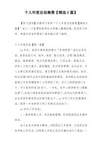 个人年度总结集聚【精选5篇】