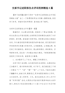 支部书记述职报告点评词范例精选5篇