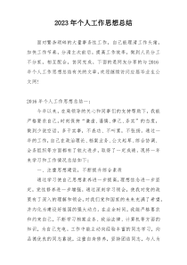 2023年个人工作思想总结