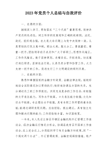 2023年党员个人总结与自我评价