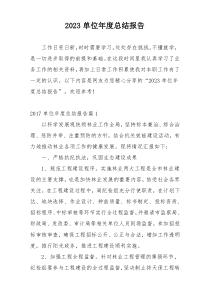 2023单位年度总结报告