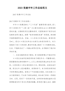 2023党建半年工作总结范文