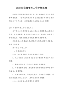 2023财务部年终工作计划范例