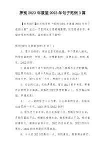 挥别2023年展望2023年句子范例3篇