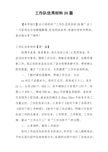 工作队优秀材料20篇