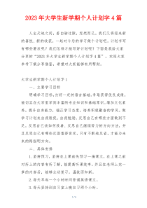 2023年大学生新学期个人计划字4篇