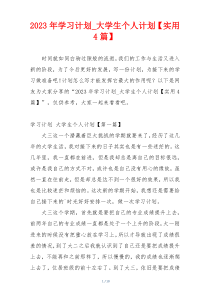 2023年学习计划_大学生个人计划【实用4篇】