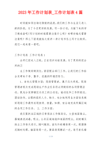 2023年工作计划表_工作计划表4篇