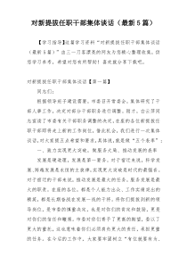 对新提拔任职干部集体谈话（最新5篇）