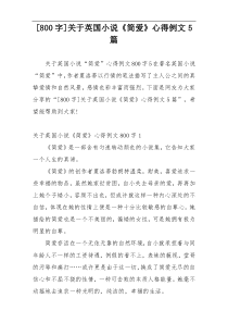 [800字]关于英国小说《简爱》心得例文5篇