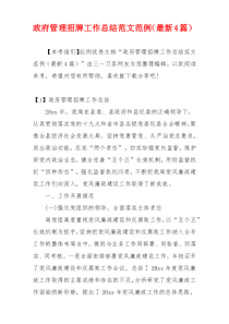 政府管理招牌工作总结范文范例（最新4篇）