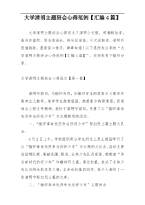 大学清明主题班会心得范例【汇编4篇】