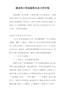 综合科工作总结范文及工作计划