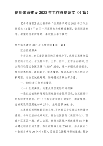信用体系建设2023年工作总结范文（4篇）