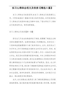 实习心得体会范文及收获【精选5篇】