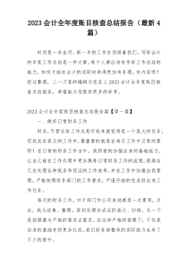2023会计全年度账目核查总结报告（最新4篇）
