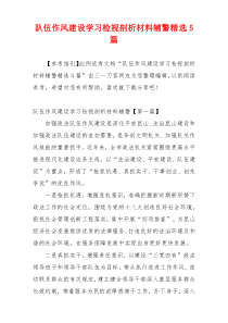 队伍作风建设学习检视剖析材料辅警精选5篇
