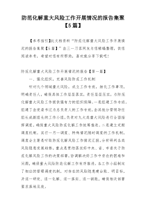 防范化解重大风险工作开展情况的报告集聚【5篇】
