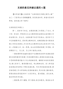支部的意见和建议通用4篇