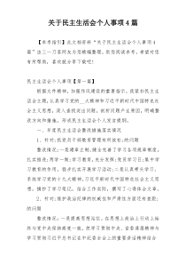 关于民主生活会个人事项4篇