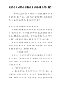 党员个人对照检查整改承诺清单【实用5篇】
