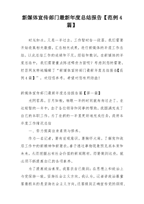 新媒体宣传部门最新年度总结报告【范例4篇】